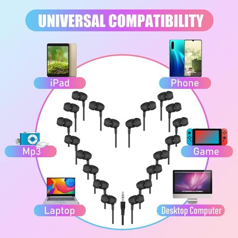 250 حزمة من سماعات الأذن السائبة للأطفال سماعات الأذن سماعات الفصل الدراسي مع سماعات الأذن السلكية للمدارس والفصول الدراسية والمكتبات الأطفال الطلاب هدية (أسود) in Kuwait