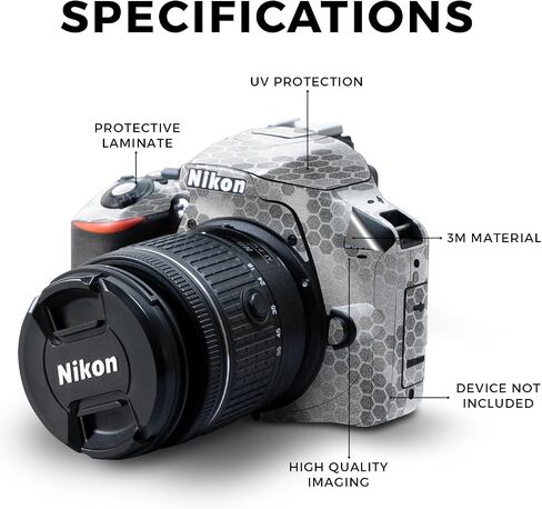 Carbon Fiber Skin Compatible with Nikon D3500 Camera - Camo Hexadots - Premium 3M Vinyl Protective Wrap Decal Cover - Easy to Apply | Crafted in The USA by MightySkins in Saudi Arabia