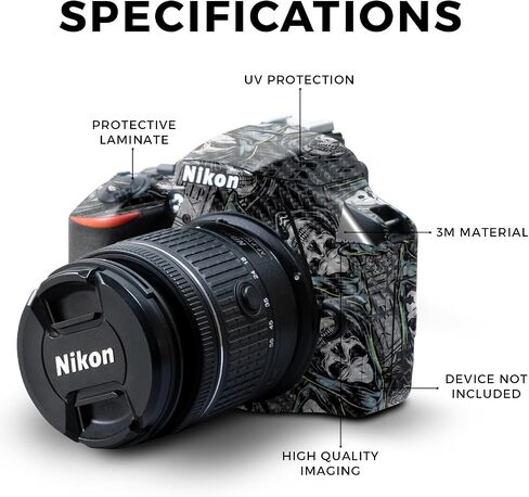 Carbon Fiber Skin Compatible with Nikon D3500 Camera - Camo Hexadots - Premium 3M Vinyl Protective Wrap Decal Cover - Easy to Apply | Crafted in The USA by MightySkins in Saudi Arabia