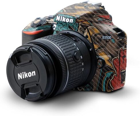 Carbon Fiber Skin Compatible with Nikon D3500 Camera - Camo Hexadots - Premium 3M Vinyl Protective Wrap Decal Cover - Easy to Apply | Crafted in The USA by MightySkins in Saudi Arabia