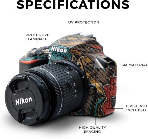 Carbon Fiber Skin Compatible with Nikon D3500 Camera - Camo Hexadots - Premium 3M Vinyl Protective Wrap Decal Cover - Easy to Apply | Crafted in The USA by MightySkins in Saudi Arabia