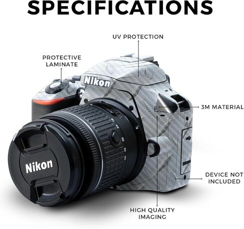 Carbon Fiber Skin Compatible with Nikon D3500 Camera - Cow Hide - Premium 3M Vinyl Protective Wrap Decal Cover - Easy to Apply | Crafted in The USA by MightySkins in Saudi Arabia