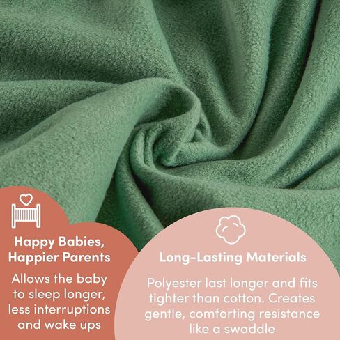 قماط SleepingBaby Zipadee-Zip Transition - بطانية قماط أطفال من الصوف بسحاب - ريحان صوف، مقاس متوسط ​​(6-12 شهرًا) in Saudi Arabia