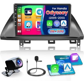 Fukulu for Honda Odyssey 2005-2010【2+64GB Carplay Radio Android 13】 with Wireless Carplay Android Auto, 10.1'' Touch Screen Car Stereo GPS/WiFi/32EQ DSP/Bluetooth 5.0/SWC/Mic, Backup Cam