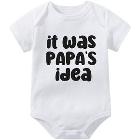 EZCLASSY-"It Was Papa's Idea Short Sleeves Cute One-Piece Infant Baby Bodysuit