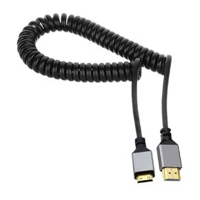 CY Mini HDMI 2.0 Male to HDMI Male 4K 60hz Stretch Coiled Cable Straight Connector for HDTV Computer Laptop Monitor