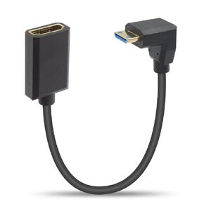 Duttek 8K 90 Degree Mini HDMI to HDMI Cable, 48Gbps Down Angle Mini HDMI Male to Female Cable, Ultra Thin,Short HDMI to Mini HDMI extension Cable for Projector, Monitor, Camcorder etc 1FT/ 30cm