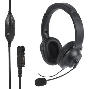 Noise Cancelling Over Ear Headset Dual Earmuffs Overhead Radio Headphone with VOX PTT Boom Mic for XPR3000e XPR3300e XPR3500e (XPR 3000 3300 3500) DEP550e DEP570e DP2400 DP2600 DGP8050e Elite