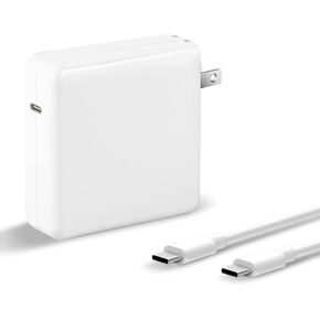 96W USB C Charger, Foldable Power Adapter Fast Charger for Mac Book Pro 13, 14, 15, 16 Inch, Mac Book Air, iPad Pro, Samsung Galaxy and All USB-C Devices, Included 5 ft USB C to USB C Cable