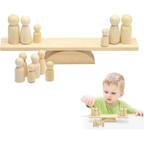 Promise Babe Wooden Tree Toys Balance Toys Wooden Peg Dolls Preschool Learning Educational Montessori Toys, Natural Woodland Trees Creative Accessories for Home Decor