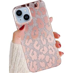 حافظة J.west متوافقة مع حافظة iPhone 14، غطاء سيليكون ناعم فاخر لامع وشفاف وشفاف عتيق مطبوع عليه جلد الفهد للفتيات والنساء، حافظة هاتف واقية لهاتف iPhone 14 6.1 بوصة الفهد