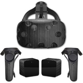 MightySkins Skin Compatible with HTC Vive Full Coverage - Black Wood | Protective, Durable, and Unique Vinyl Decal wrap Cover | Easy to Apply, Remove, and Change Styles | Made in The USA