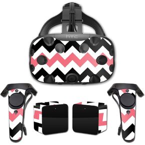 MightySkins Skin Compatible with HTC Vive Full Coverage - Black Pink Chevron | Protective, Durable, and Unique Vinyl Decal wrap Cover | Easy to Apply, Remove, and Change Styles | Made in The USA