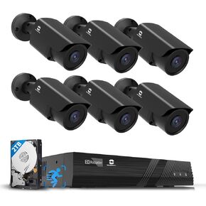 نظام كاميرا أمان GWSECU 16 قناة PoE، 4K 16 قناة NVR مع محرك أقراص ثابتة سعة 4 تيرابايت، 12 قطعة 5 ميجابكسل سلكية خارجية كاميرات IP رصاصة داخلية ميكروفون مدمج، رؤية ليلية بالأشعة تحت الحمراء 100 قدم، اكتشاف الأشخاص بالذكاء الاصطناعي، G51612P4B03 in Kuwait