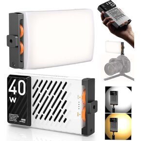 ZHIYUN M40 LED Video Light 14000 Lux, CRI/TLCI 96+ 2700-6200K Camera Light FIVERAY M40 40W Bi-Color Portable Pocket Light Adjustable Brightness Panel DSLR Photography Lighting for YouTube, TikTok
