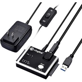 Cinolink USB 3.0 to Dual-SATA USB 3.0 Hard Drive Converter Adapter with Duplicator Dual-Bay Offline Clone Function for 2.5"/3.5" HDD SSD SATA (SATA I/II/III), Support 2 x 12TB and UASP