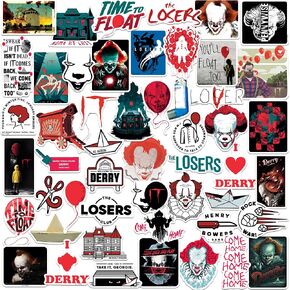 IT2 IT Horror Movie 50CT Sticker Pack Large Deluxe Stickers Variety Pack - Laptop, Water Bottle, Scrapbooking, Tablet, Skateboard, Indoor/Outdoor - Set of 50