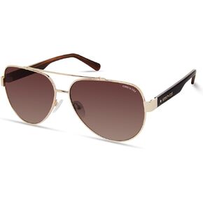 Kenneth Cole New York Women's KC6032F Navigator Sunglasses, Gold/Gradient Brown, 60/13/140