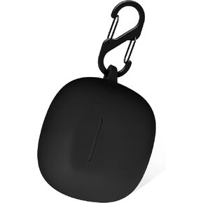 Geiomoo Silicone Case for Skullcandy Rail, Skullcandy Rail ANC, Protective Cover with Carabiner (Black-1)