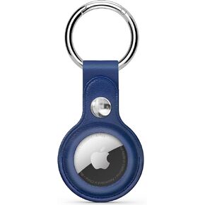 Air Tag Keychain for Apple Airtags Holders, Leather Airtags Case Protect Tracker with Air Tag Cover Key Ring Compatible with New Apple AirTag Device for Dog Cat Collar - Black