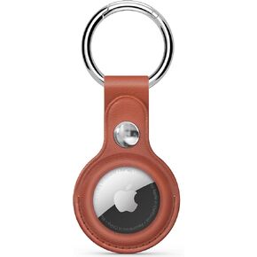 سلسلة مفاتيح Air Tag لحاملات Apple Airtags، حافظة جلدية Airtags تحمي جهاز التعقب مع غطاء بطاقة هوائية حلقة مفاتيح متوافقة مع جهاز Apple AirTag الجديد لطوق الكلاب والقطط - أسود