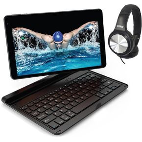 Naxa NID-1070 2-in-1 Core Android 11 Tablet with 10.1" HD IPS Screen and Bluetooth Keyboard Combo, 1.8GHz Quad Core Processor, 2GB RAM, 32GB Storage, Front & Rear Cameras, Speaker, & Microphone, Black