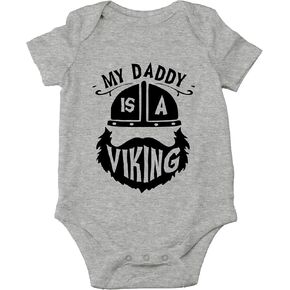AW Fashions My Daddy Is A Viking Baby Bodysuit Funny Cute Adorable Infant Outfit Romper Newborn Boys Girls