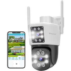 VSTARCAM WiFi Camera Outdoor with Dual Lens, Wireless Security Cameras for Home with Motion Detection, Auto Tracking, Pan/Tilt 360° View, Full Color Night Vision, Two-Way Audio, Cloud Storage