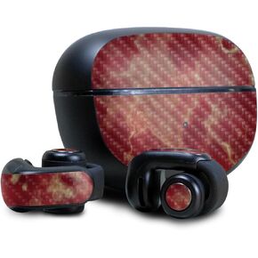 Carbon Fiber Headphone Skin Compatible with Bose Ultra Open Earbuds - Crimson Marble - Premium 3M Vinyl Protective Wrap Decal Cover - Easy to Apply | Crafted in The USA by MightySkins
