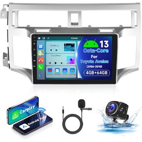 (8Core 4+64G)- for Toyota Avalon 2005-2010 Android Car Stereo with Wireless Carplay Android Auto, 9" HD 1280 * 720P IPS Touchscreen Car Radio with GPS WiFi DSP Audio Bluetooth 5.0 SWC Backup Camera