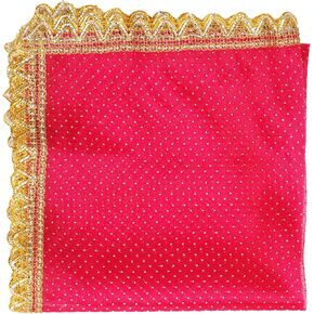 Pink Decorative Backdrop Netted Cloth Pooja Chunari Chunri(Size:-18 Inchex36 Inche) Chunni Indian Traditional Festival Decoration Chunr MATA Ki Chunri for Statue Chowki Aasan Mat Poster Frame