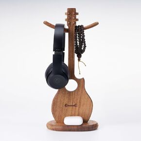 Wooden Headphone Stand- Music Note Headset Stand for Desk -Headphone Stand for Desk, Great Gift Idea for Father's Day (Wooden Headphone Stand)