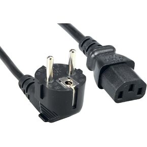 European Schuko Right Angle Power Cord, CEE 7/7 to IEC320 C13, 6', 18 AWG, 16A, 250V (ZWACSCA4-06), Black