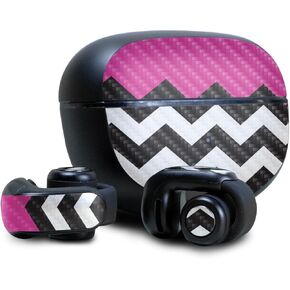 Carbon Fiber Headphone Skin Compatible with Bose Ultra Open Earbuds - Hot Pink Chevron - Premium 3M Vinyl Protective Wrap Decal Cover - Easy to Apply | Crafted in The USA by MightySkins