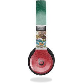 Glossy Glitter Skin Compatible with Beats Solo 4 - Mexican Flag - Premium 3M Vinyl Protective Wrap Decal Cover - Easy to Apply | Crafted in The USA by MightySkins