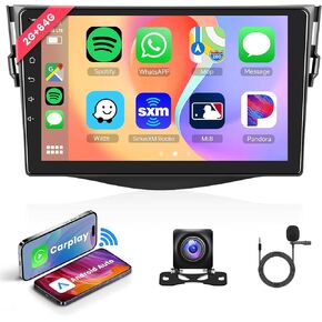 2G+64G Android Car Stereo for Toyota RAV4 2007-2011,Wireless Carplay Android Auto Car Radio, 9’’ Touch Screen Head Unit with GPS WiFi Bluetooth Mirror Link FM RDS Backup Camera Mic