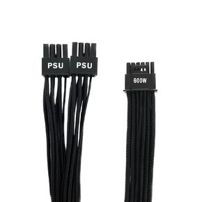 عملية النقش 16AWG كابل PCIe 12VHPWR PSU بقدرة 600 وات لـ Corsair - يناسب وحدات PSU من النوع 4 ثنائي PCIe 8-pin - موصل PCIe 5.0 / Gen 5 12+4pin مع مشابك كابل (أسود)