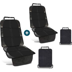 Car Seat Protector for Children - Children Seat Pad - Black - Non-Slip, Easy to Clean and Safe – Suitable for Isofix + FREE: Foot Protector Car Seat Protector in Universal Fit