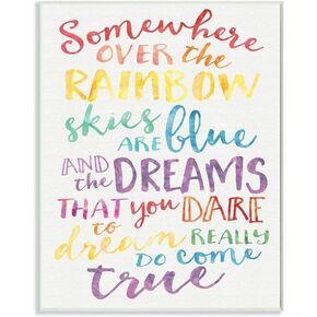 The Kids Room by Stupell Somewhere Over The Rainbow Watercolors Wall Plaque, 10x15, Design by Artist Erica Billups