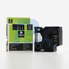 White on Black Tape Label Compatible for DYMO 53721 D1 24mm 7M 1" X 23'