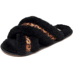 Fuzzy House Slippers for Women Furry Memory Foam Faux Fur Bedroom Cozy Slippers