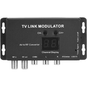 IR Modulator, TM70 UHF TV Link Modulator AV to RF Converter IR Extender Adapter with Channel Display, USB Cable, Receiving Cable