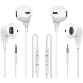 [2Pack] 3.5mm Headphones,Aux Earphones,Headphones with Microphone and Volume Control Compatible with Phone 6,pad,Computer,MP3,MP4