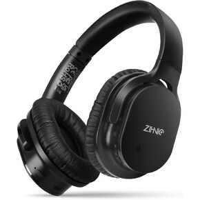 ZIHNIC Bluetooth 5.3 Noise Cancelling Headphones, Over-ear Wireless Headset with 60H Playtime,Low Latency Game Mode, Lightweight, Deep Bass Hi-Fi Sound for Travel, Home, Office - Black