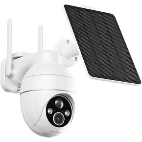2K Wireless Cameras for Home Security, Solar Security Cameras Wireless Outdoor 355°PTZ with Spotlight Color Night Vision, PIR Motion Detection, Siren, 2-Way Talk in Kuwait