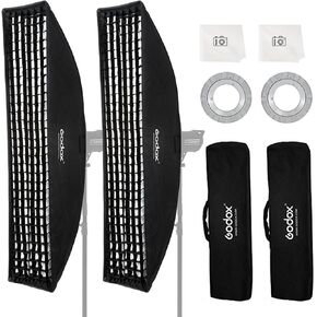 Godox Strip Softbox,2pcs FW35x160cm 14"x63" Bowens Mount Softbox with Honeycomb Grid,Bowens Mount Speedring for Studio Strobe Flash Lighting Speedlight,Portrait Product Photography
