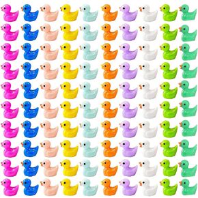 100pcs Mini Resin Duck 10 Colors, These Little Ducks Can Be Used in Miniature Gardens, They are Best Gifts for Christmas, Birthday Party, Halloween（Random Color）