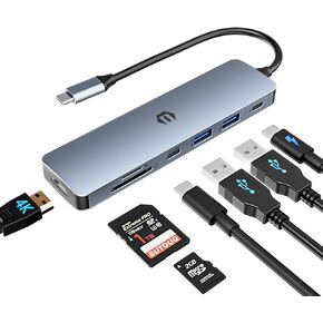 Tiergrade USB C Hub Multiport Adapter, 7-in-1 USB C Docking Station with HDMI, 100W PD Charging Port, 2 USB 3.0, USB C 3.0, SD/TF Card Slot for Chromebook, Windows, Linux