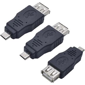 3 Pack OTG Adapter USB 2.0 Female to Micro USB Male Data Sync On The Go Host Converter for Android Phone Tablet Mouse Keyboard Extern Hard Drive Card Reader