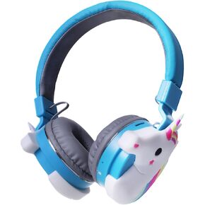 Kid's Bluetooth Headset Cartoon Headphone Wireless FM Headset Music Stereo Headphones Kid's Headphone Over Ear for The Study (Pink-Pig)